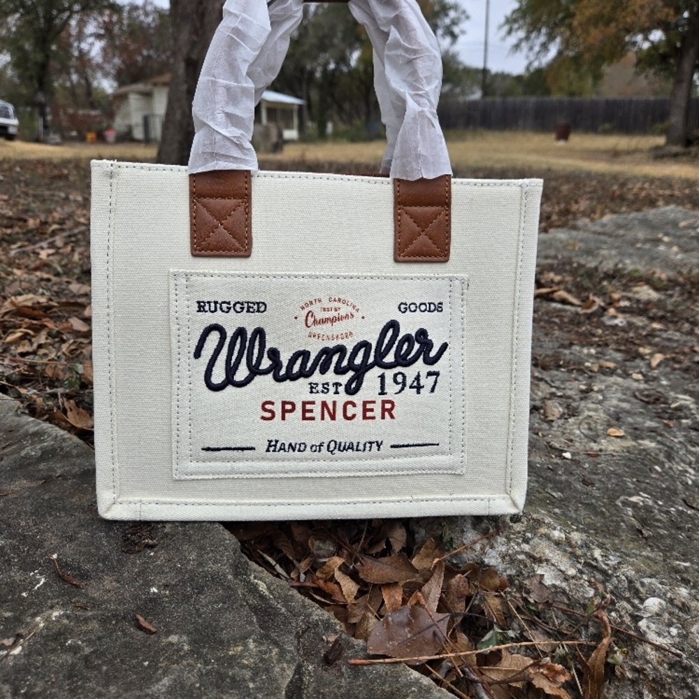 Wrangler White Canvas Tote Bag
